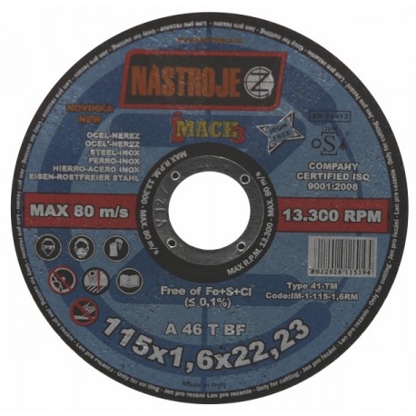 Cutting disk 115x1.6x22 iMACH3 for steel 50 pcs per pack