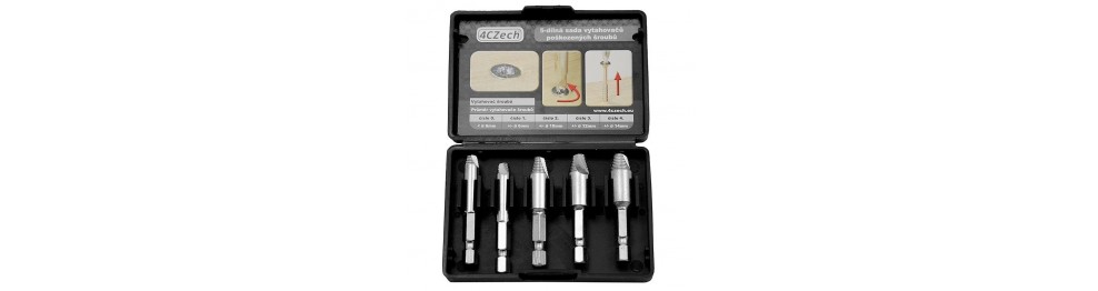 Sets of extractors of damaged screws